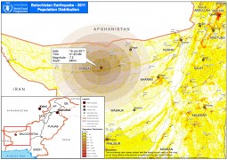 Epicenter and population map for the Jan. 18th, 2011 earthquake in Pakistan.