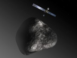 Artist’s impression of the Rosetta orbiter deploying the Philae lander to comet 67P/Churyumov–Gerasimenko. Credit: ESA–C. Carreau/ATG medialab