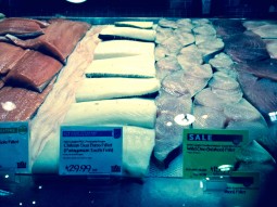 MSC-certified "Chilean sea bass" filets and other fish displayed at a Whole Foods market in Boulder, Colo.  Photo courtesy Susan Moran